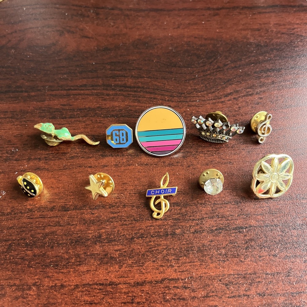 Lot Of 10 Random Mixed Lapel Hat Pins‎ A1